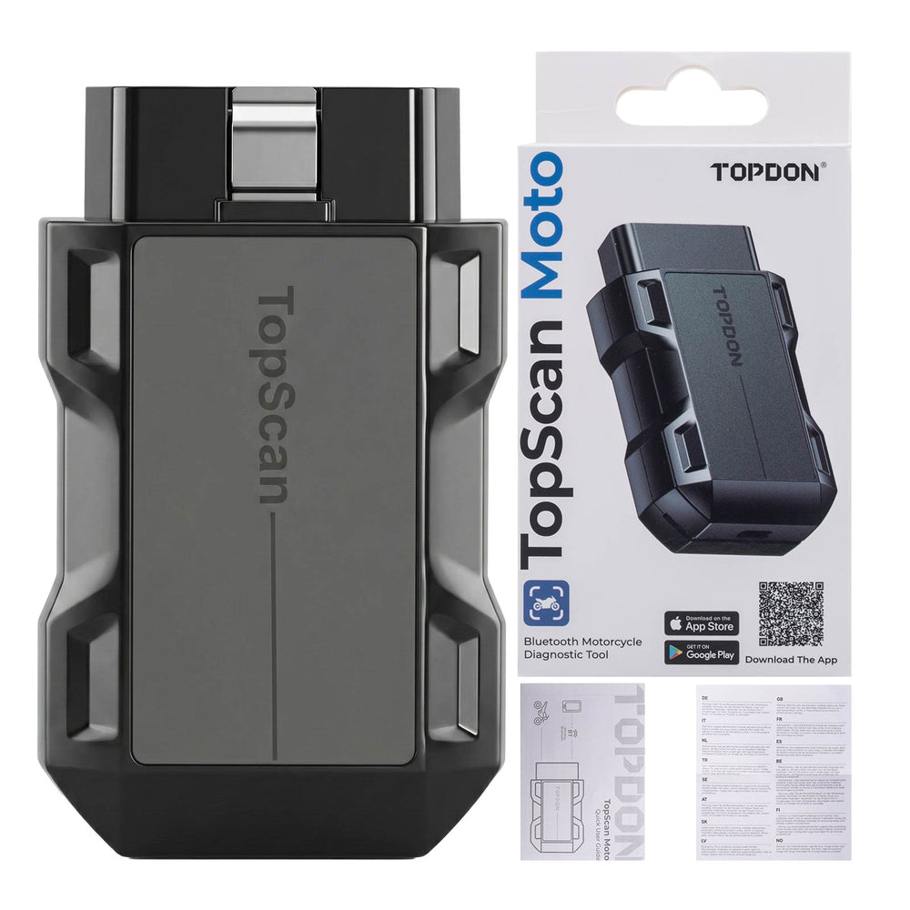 TopScan Moto Full-System Diagnostics with Auto VIN, Active Test, One-Click Scanning and Clearing Fault Codes