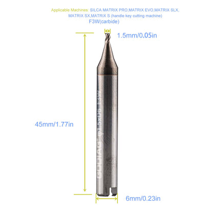 5pcs/lot GODIAG F3W 1.5MM End Milling Cutter φ1.5xD6x45Lx3F for SILCA MATRIX PRO, MATRIX EVO, MATRIX SLX, MATRIX SX, MATRIX S