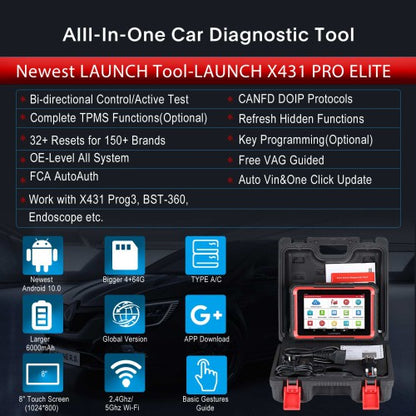 [EU/UK Version] New Launch X431 PRO ELITE Auto Full System Car Diagnostic Tools CAN FD Active Tester OBD2 Scanner