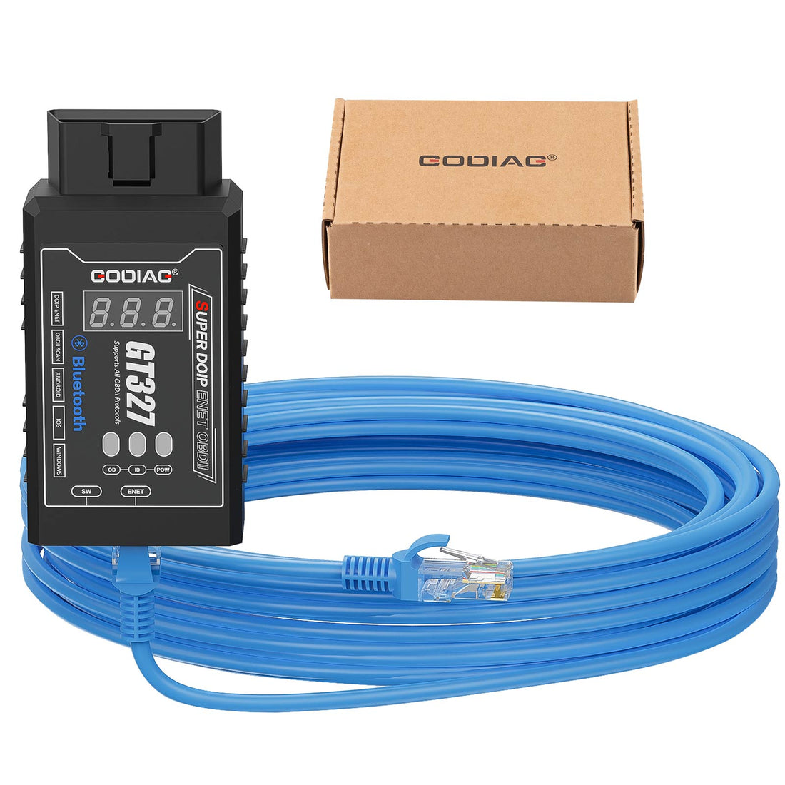 ماسح GODIAG GT327 SUPER DOIP ENET ELM327v1.5 بلوتوث 4.0 OBD II لأنظمة iOS/Android/Windows مع دعم عرض الجهد