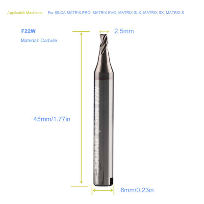 5pcs/lot GODIAG F22W 2.5MM End Milling Cutter φ2.5xD6x45Lx3F For SILCA MATRIX PRO, MATRIX EVO, MATRIX SLX, MATRIX SX, MATRIX S