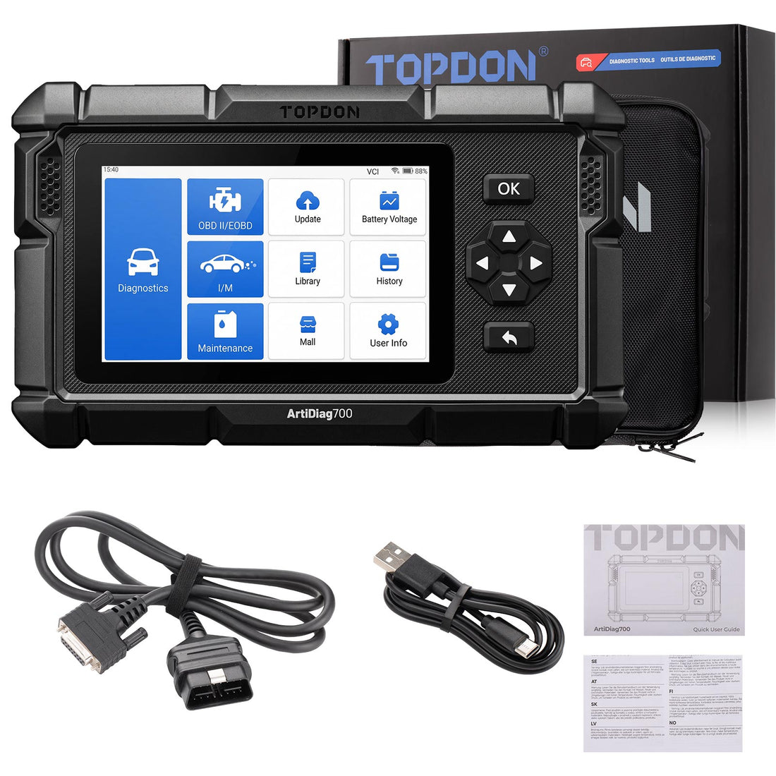 TOPDON ArtiDiag700 Supports Full-system Diagnostic, 15 Reset Services, AutoVIN, Real-time Data Streaming