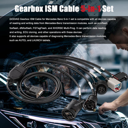 GODIAG Gearbox ISM Cable 5-in-1 Set for Mercedes Benz VGS-FDCT 724/ VGS2-722.8/ VGS-7Gtronic-722.9/ VGS-9GT-725/ ISM