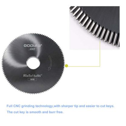 GODIAG P01W Angle Milling Cutter φ80x5xφ16x84° For Keyline Carat; JMA BERNA; VIENNA; SARATOGA Block A; Bravo; POKER; REKORD; SPEED; DUO, JZ-323