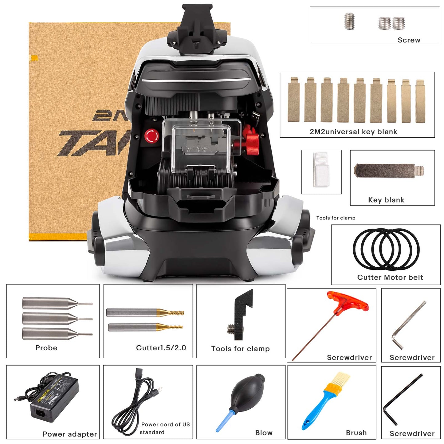 [With FO21 Clamp and Battery] 2M2 TANK 2 Pro CNC Key Cutting Machine Support House Keys Mul-T-lock Dimple Multi-point Keys Mobile APP Control