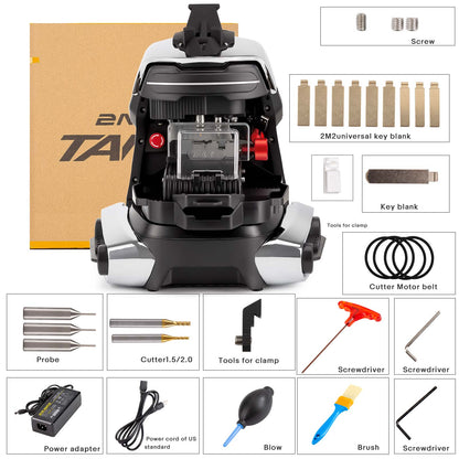 [With FO21 Clamp and Battery] 2M2 TANK 2 Pro CNC Key Cutting Machine Support House Keys Mul-T-lock Dimple Multi-point Keys Mobile APP Control