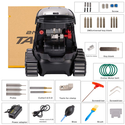 [FO21クランプとバッテリー付き] 2M2 TANK 2 Pro CNCキー切断機 ハウスキー、Mul-T-lock、ディンプル多点キー対応 モバイルアプリ制御