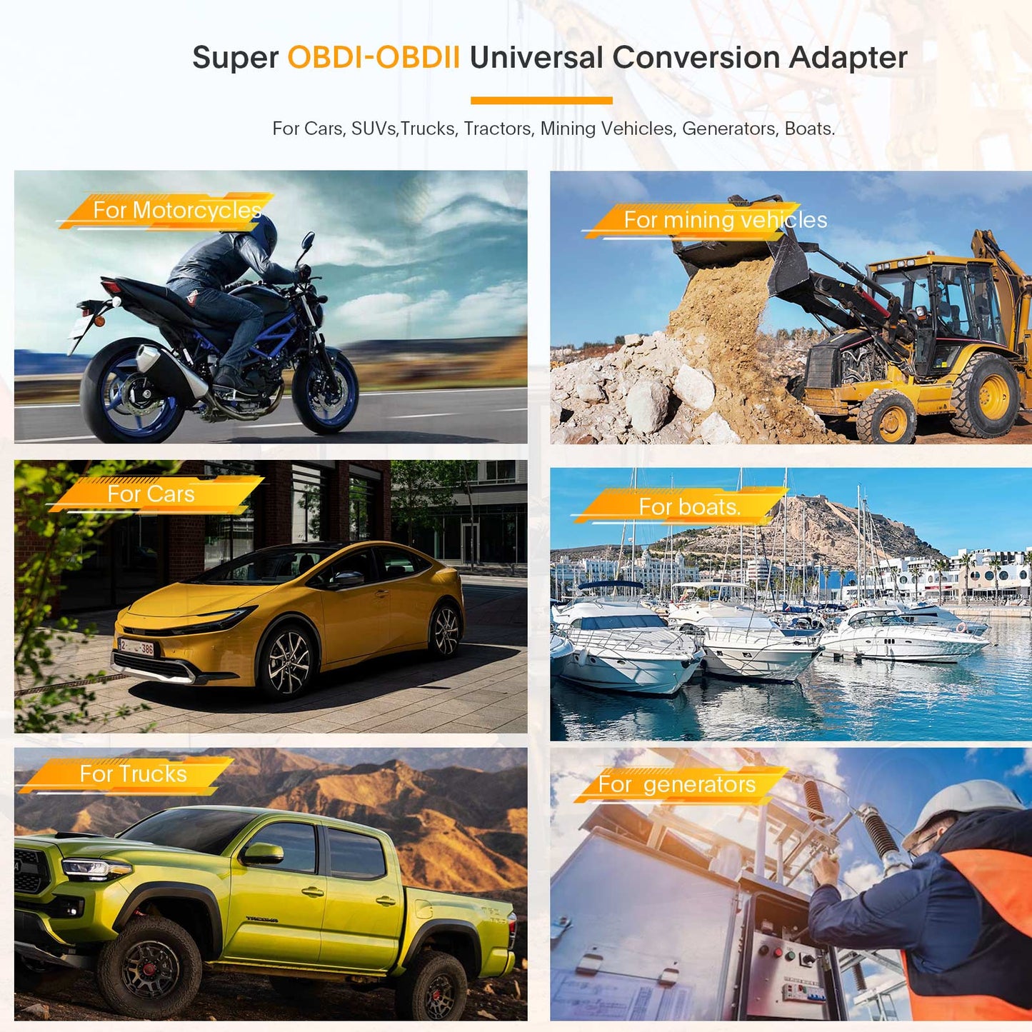 GODIAG GT108 Full Version Super OBDI-OBDII Universal Conversion Adapter For Car, SUV, Truck, Tractor, Mining Vehicle, Generator, Boat, Motorcycle
