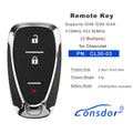 LONSDOR CL30-03 Remote Key 3 Buttons Supports ID46 ID49 ID4A 315MHz 433.92MHz for Chevrolet