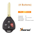Xhorse XKTO22EN 2nd Generation Toyota Flat Wire Remote Key, 4-Button Triangle Design Universal Remote, 5PCS/Pack