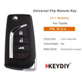 KEYDIY KD B13-4 Universal Flip Remote Key 3+1 Buttons for Toyota Type