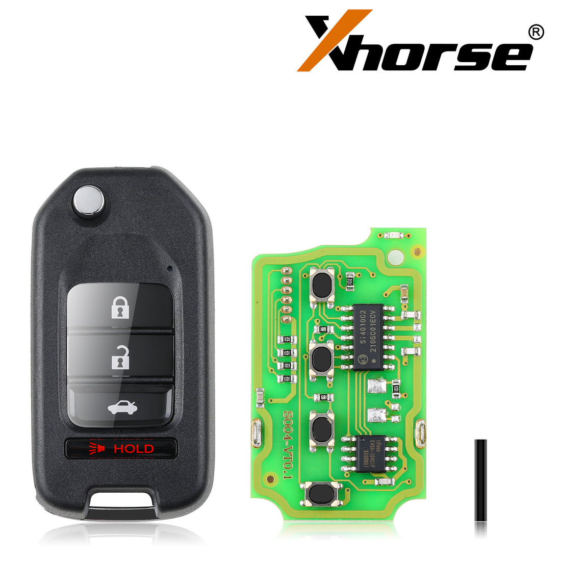 Xhorse XKHO01EN Drahtfernbedienung Schlüsselanhänger 3+1 Tasten für Honda Typ, 5 Stück pro Set