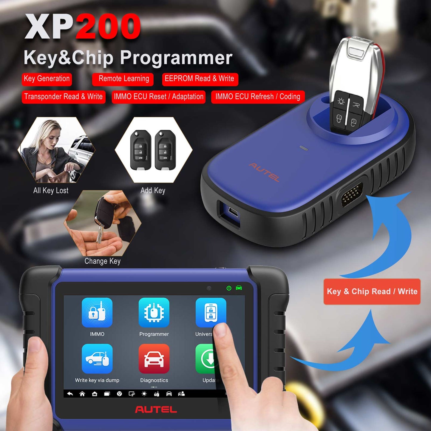 Autel MaxiIM IM508S IMMO and Key Programming Tool with XP200 34+ Services Functions No IP Limitation Get Free G-Box3