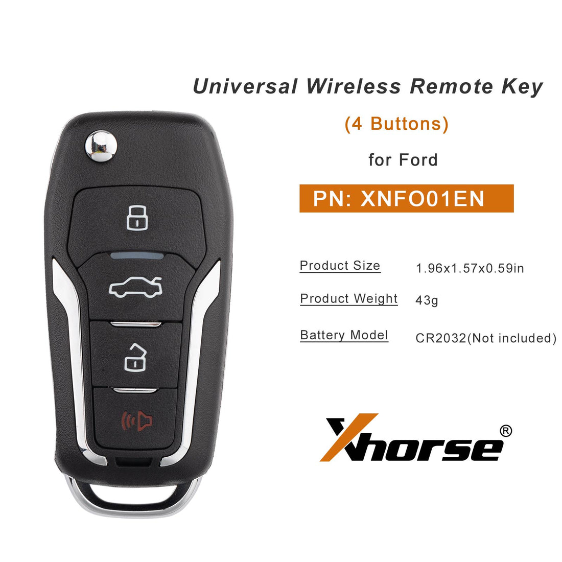 Xhorse XNFO01EN универсальный беспроводной дистанционный ключ для Ford с 4 кнопками, английская версия, 5 шт./уп.  