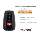 KEYDIY KD TB36-4 untuk Toyota dan Lexus, Kunci Remote Pintar Universal dengan 3+1 Tombol dan Transponder 8A