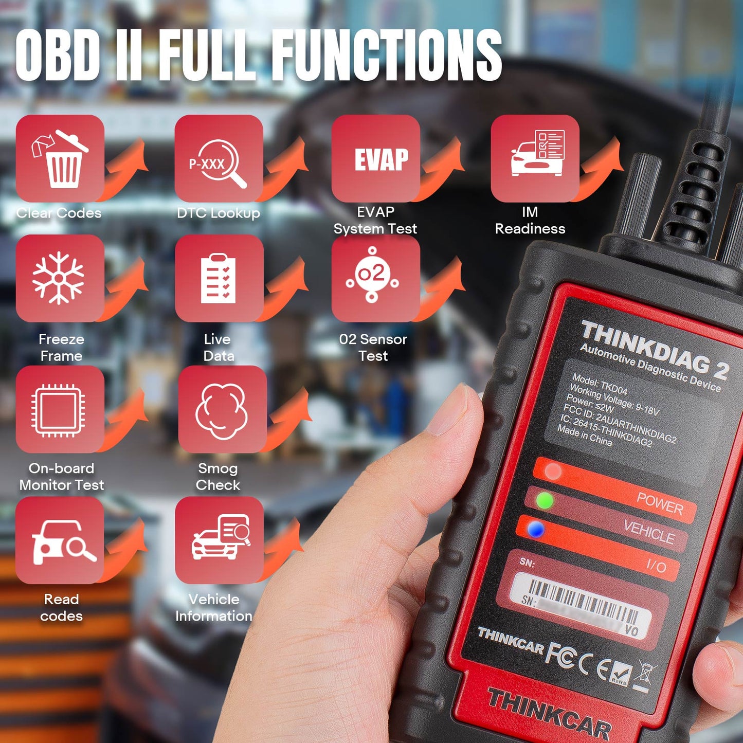 THINKCAR ThinkDiag 2 Thinkdiag2 ALL Software 1 Year Free Update Diagnostic tool Supports CAN FD DoIP, ECU Coding Active Test 15 Reset Function