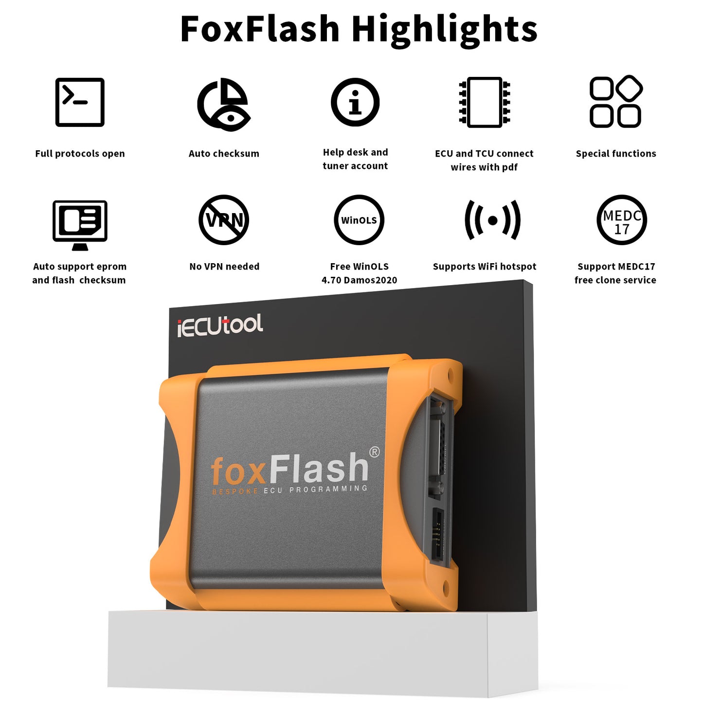 Foxflash ECU TCU Tool SW V1.4.3.2 FW:D087 OBD Bench Boot Mode No Annual Cost with Free WinOLS Damos2020