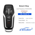 Kunci Pintar Seri FO30 LONSDOR FO30-14 Frekuensi Rendah 315/433 MHz, 4 Tombol untuk Ford
