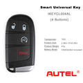 مفتاح ذكي عالمي AUTEL IKEYCL004AL لشركة Chrysler، 4 أزرار