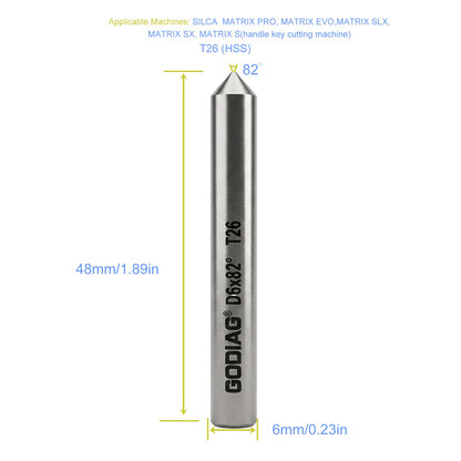 5pcs/lot GODIAG T26 82° Tracer φ6x82°x48L-0.8 For SILCA MATRIX PRO, MATRIX EVO, MATRIX SLX, MATRIX SX, MATRIX S