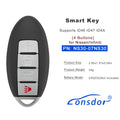 Lonsdor NS30-07NS30 for Nissan/Infiniti Smart Key 4 Buttons Supports ID46 ID47 ID4A