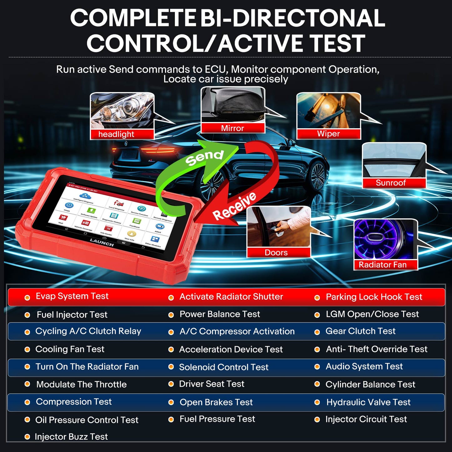 Launch X431 PRO STAR Bidirectional Diagnostic Scanner Supports CAN FD DoIP 31 Service Functions ECU Coding upgrade of X431 V and Pro Elite
