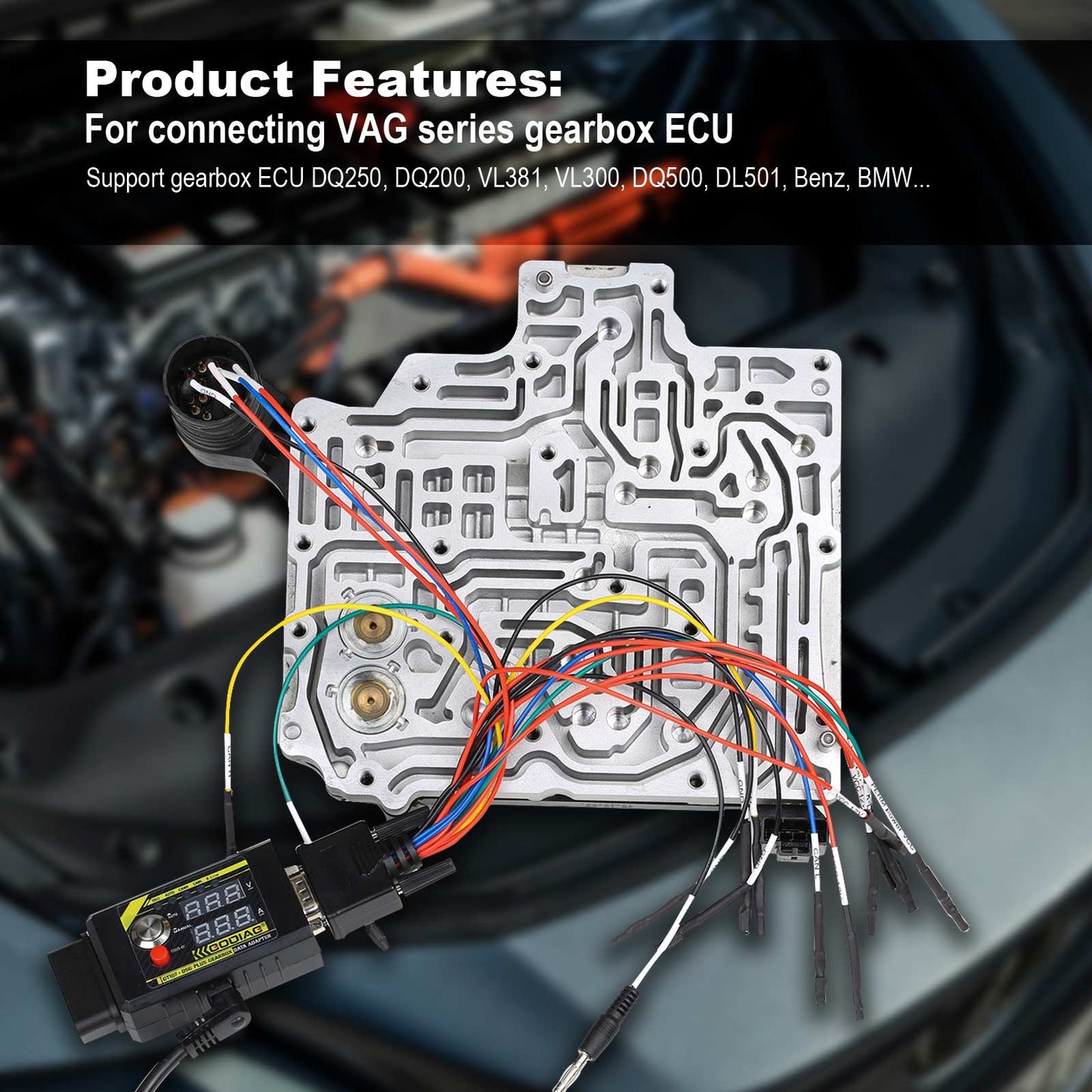 GODIAG GT107+ DSG Plus Gearbox Data Adapter with Voltage Current Display For DQ250 DQ200 VL381 VL300 DQ500 DL501 Benz BMW