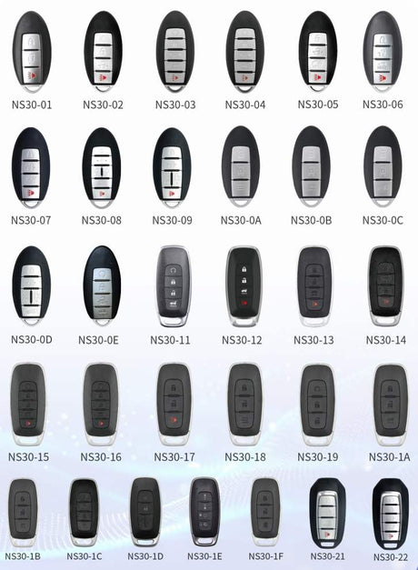 Lonsdor Clé intelligente Nissan / Infiniti pour modèles 2008–2025 – 315MHz & 433MHz, supporte transpondeurs ID46, ID47, ID4A