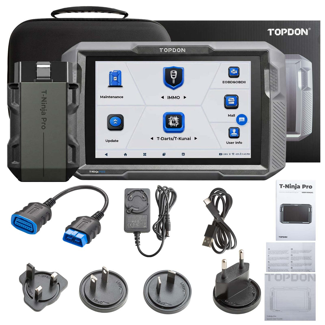 مبرمج مفاتيح TOPDON T-Ninja Pro لتعلم المفاتيح، تعلم جهاز التحكم عن بعد، قراءة PIN، حذف المفاتيح، جميع المفاتيح مفقودة، ماسح OBD2