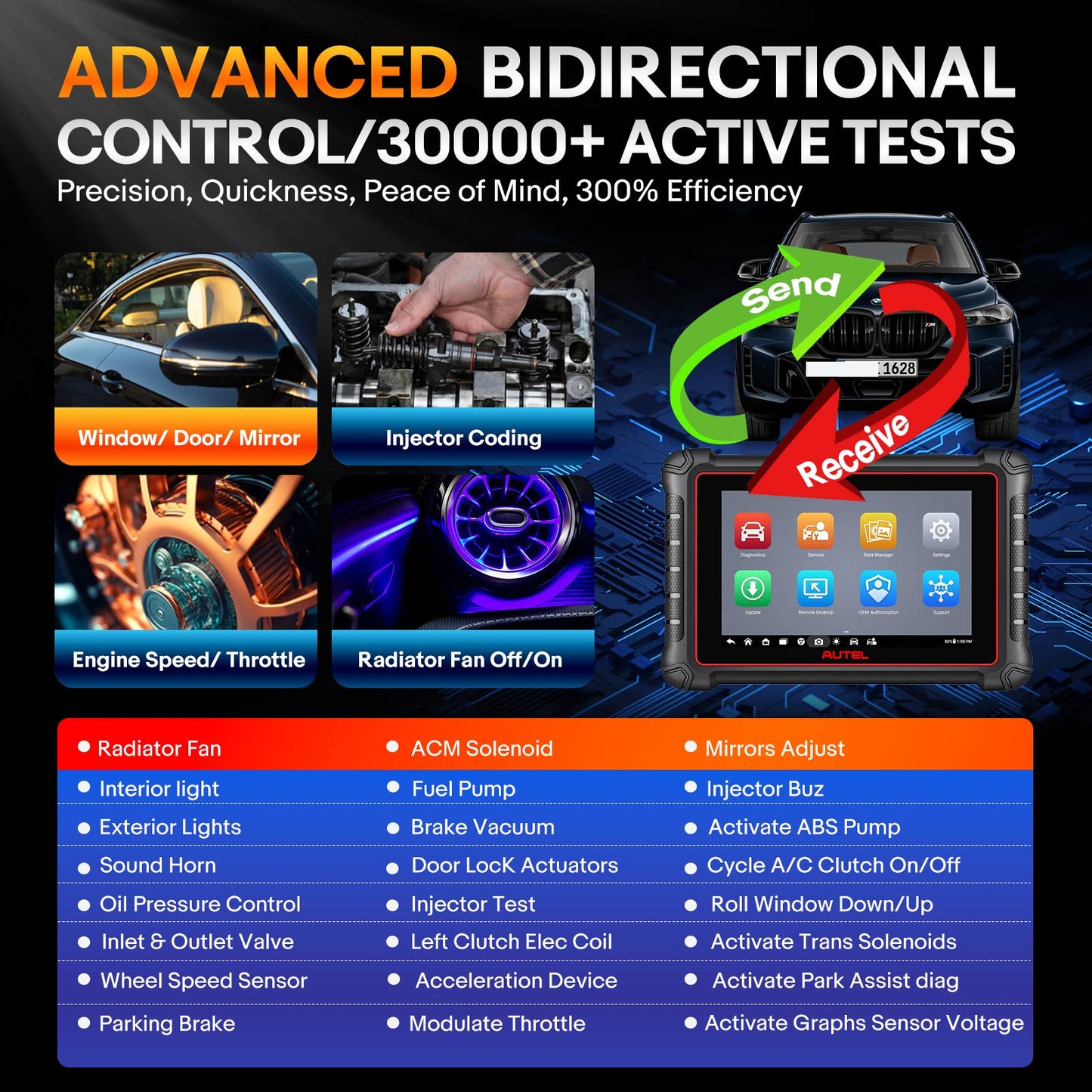 2026 Autel MaxiCOM MK900-BT Bidirectional Diagnostic Scanner Update of MX900 MK808BT CAN-FD&DOIP FCA Autoauth 40+ Service WiFi Print