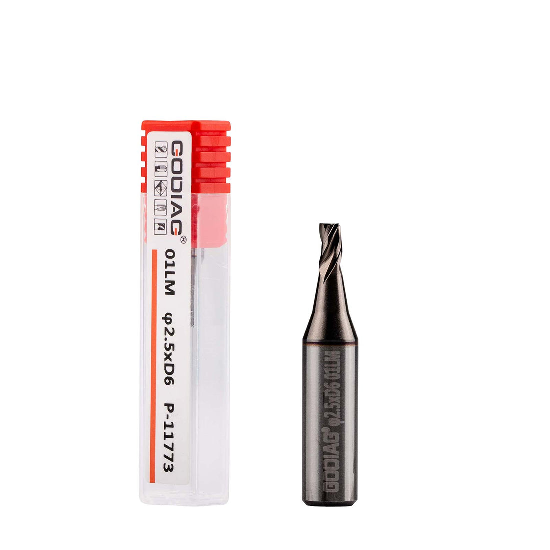 5pz/lotto GODIAG 01LM Fresa a Testa Piana 2,5MM φ2.5x5.5xφ6x30Lx3F Per SILCA Futura Pro, Futura Pro Incisione, Futura Pro Automotive