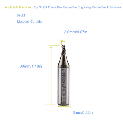 5pcs/lot GODIAG 02LM 2MM End Milling Cutter φ2.0x3.0xD6x30x3F For SILCA Futura Pro, Futura Pro Engraving, Futura Pro Automotive