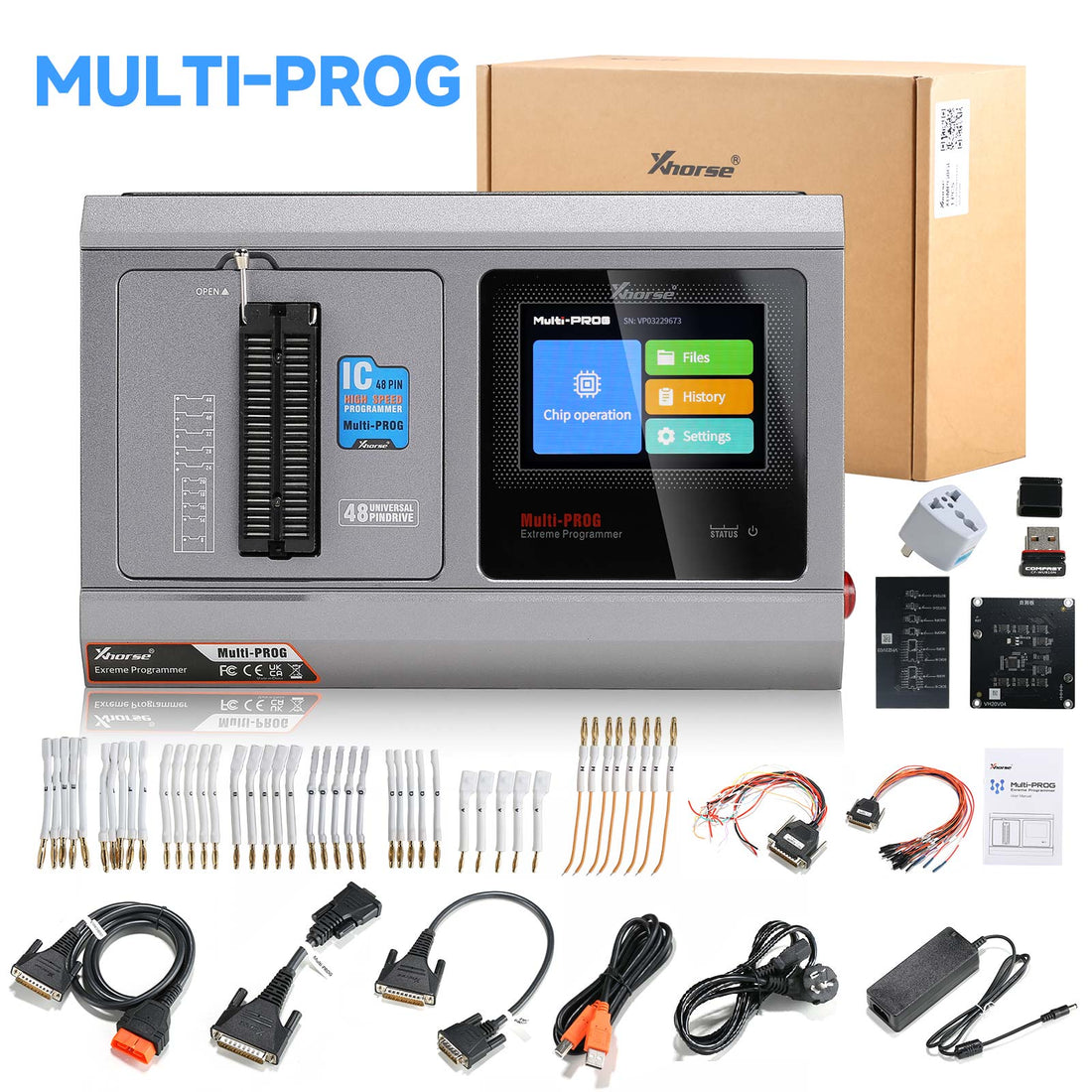 Programador Xhorse Multi-Prog XDNPM3GL con Adaptadores VH24, VH29, VH30, VH31 y Licencia MQB48 Juego Completo de 13 Adaptadores  