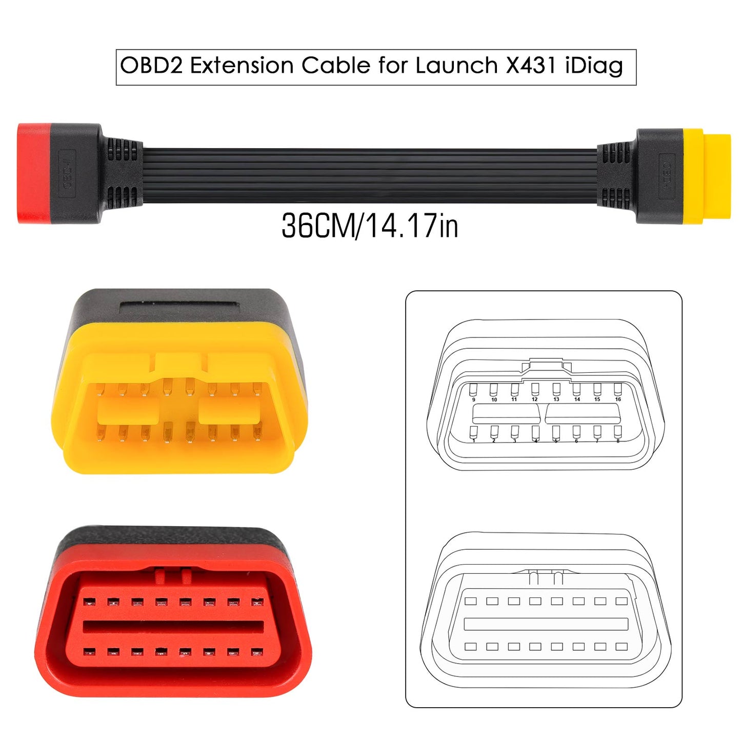 ThinkDiag Extension Cable OBD2 Extension Cable for Launch X431 V/X431 V+/Easydiag 3.0/ThinkDiag