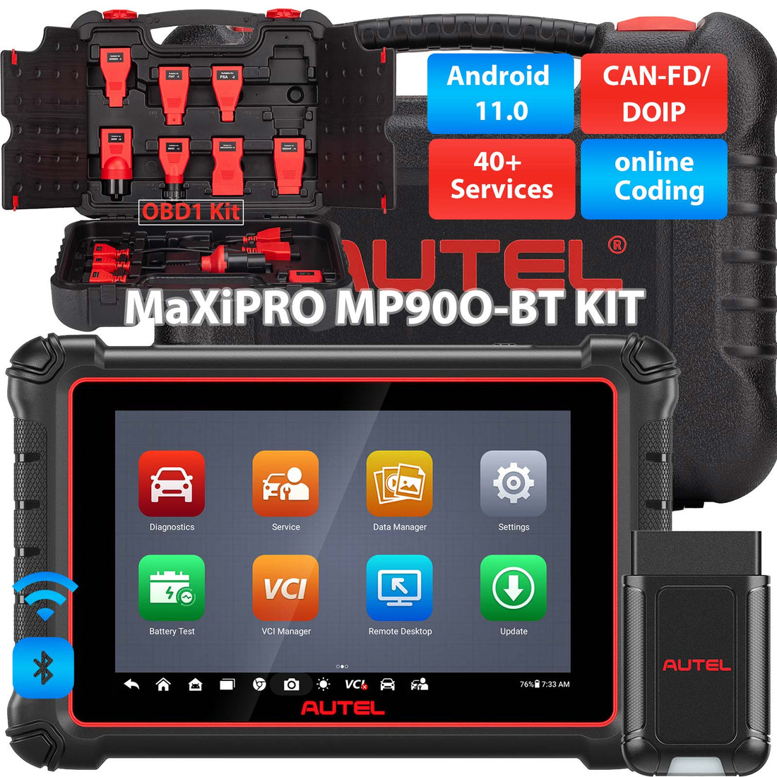 Actualización del kit Autel MaxiPRO MP900-BT 2026 del MP900Z-BT: compatible con DoIP CAN-FD, más de 40 servicios, codificación ECU, autoautenticación FCA