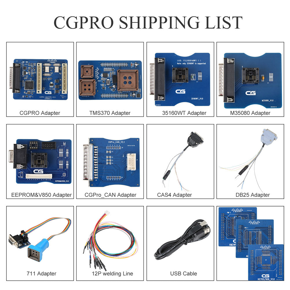 CG Pro 9S12 Programmer Full Version with All Adapters Support 35160WT/ 35080/ 35128 Free Update Online Lifetime
