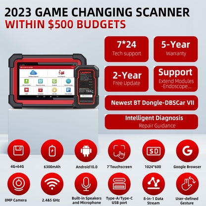 [EU/UK Version] Launch X431 CRP919E BT Car Diagnostic Tool DBScar VII VCI Auto OBD OBD2 Scanner Active Test ECU Coding CANFD DOIP 31+ Reset Services