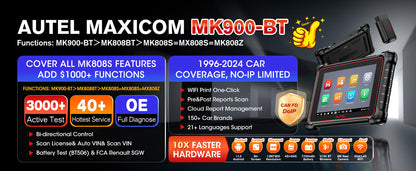 2026 Autel MaxiCOM MK900-BT Bidirectional Diagnostic Scanner Update of MX900 MK808BT CAN-FD&DOIP FCA Autoauth 40+ Service WiFi Print