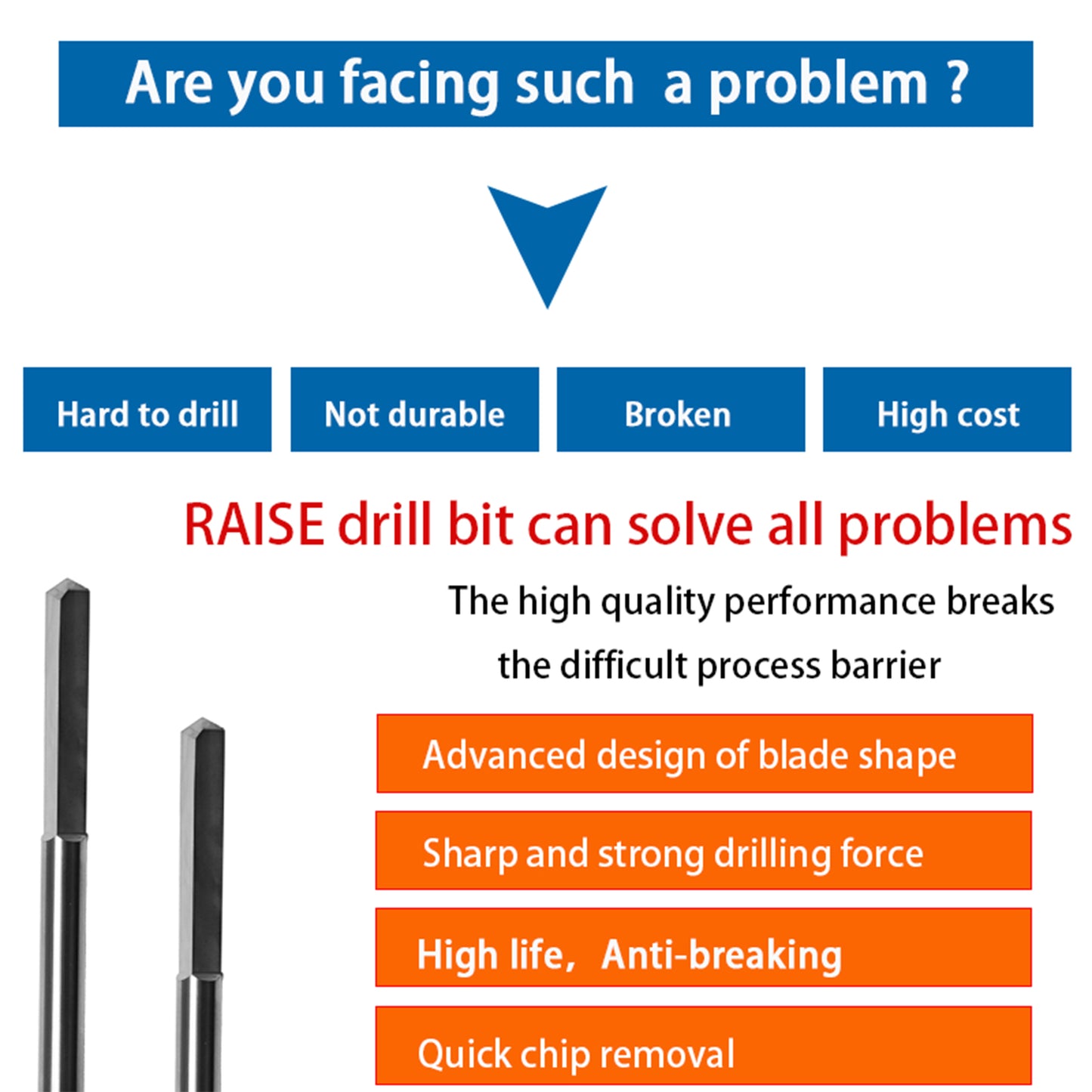 5pcs/lot GODIAG 70MM Long Grinder Drill Bit D6x33x70 For Pistol Dills Used for Lock Cylinders & Safe Boxes Brass Locks