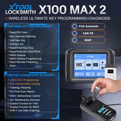 2026 XTOOL X100 MAX 2 Auto Key Programmer with J2534 VCI and KC501 Supports 42 Service Functions ECU Programming Topology Update of X100 PAD3