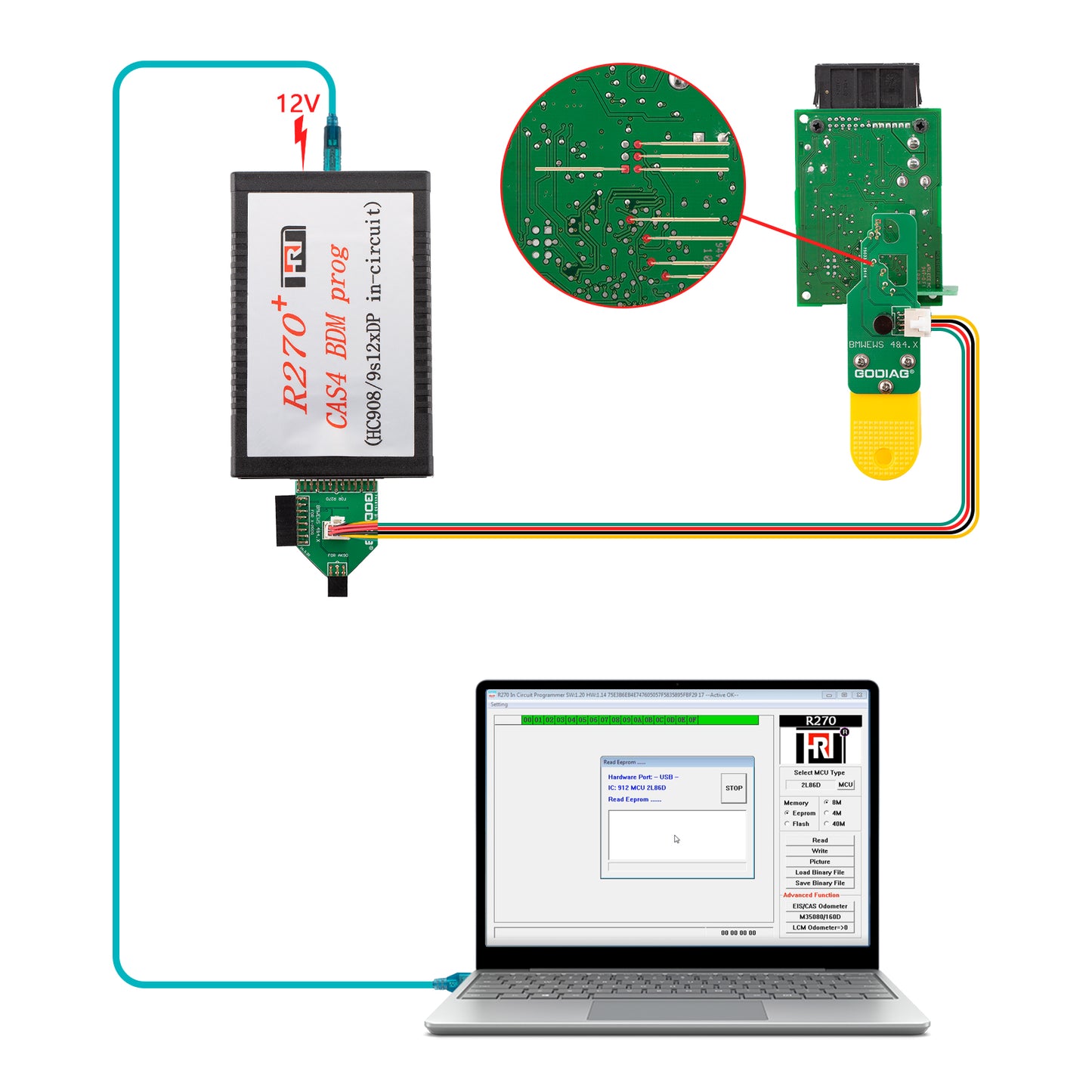 GODIAG BMWEWS 4.3 & 4.4 9S12(2L86D) for XPROG-M or AK90 or R270 Programmer