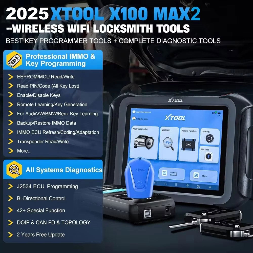 2026 XTOOL X100 MAX 2 Auto Key Programmer with J2534 VCI and KC501 Supports 42 Service Functions ECU Programming Topology Update of X100 PAD3