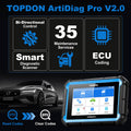 TOPDON ArtiDiag Pro V2.0 Mittelklasse-Diagnosegerät 35 Wartungsdienste ECU-Codierung Bidirektionale Steuerung Vollständige Systemdiagnose für über 100 Marken