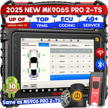 AUTEL MaxiCOM MK906S PRO II -TS with Complete TPMS Functions Supports All Systems Diagnosis, Bi-Directional Control, 31+ Services, Bluetooth