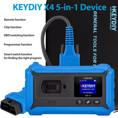 KEYDIY KD-X4 5-in-1 Key Programmer with Free DB25 Cable Combines KD Max, KD Mate and KD Mini Prog Supports MQB48 MQB49 5C 5D MLB BMW BDC2 BDC3 IMMO