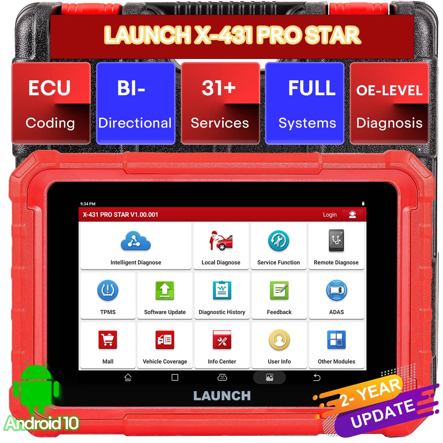 Launch X431 PRO STAR Bidirectional Diagnostic Scanner Supports CAN FD DoIP 31 Service Functions ECU Coding upgrade of X431 V and Pro Elite