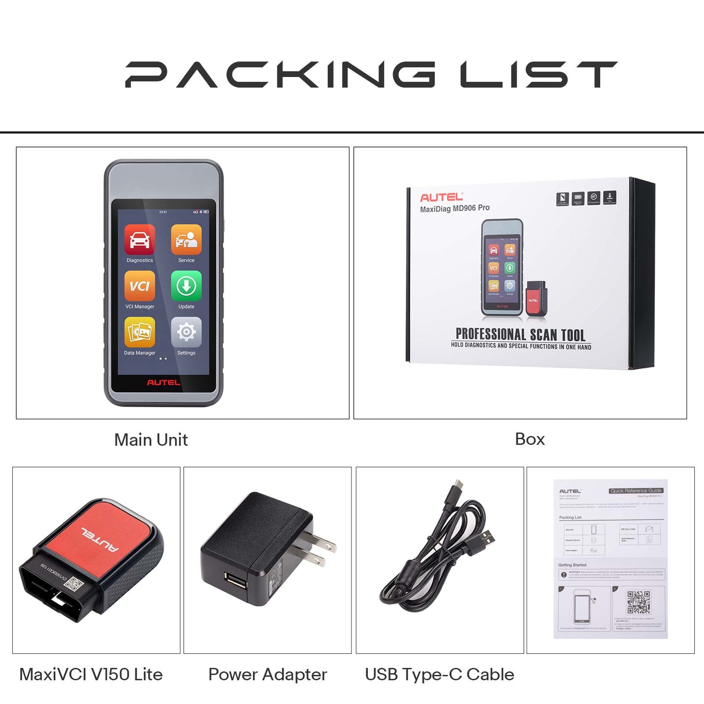 AUTEL MaxiDiag MD906 PRO Android 9 All System Bluetooth Diagnostic Tool + 11 Service Functions with Touchscreen Interface Supports CAN FD