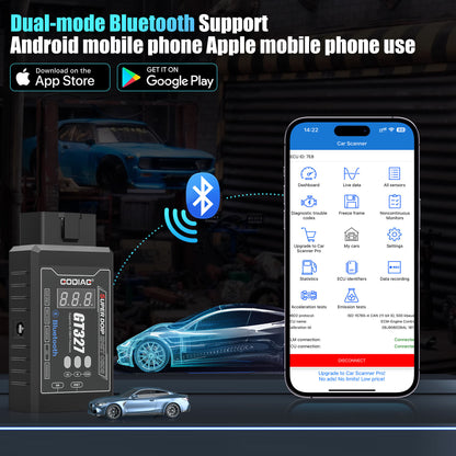 GODIAG GT327 SUPER DOIP ENET ELM327v1.5 Bluetooth 4.0 OBDII Scanner with Voltage Display for iOS/Android/Windows