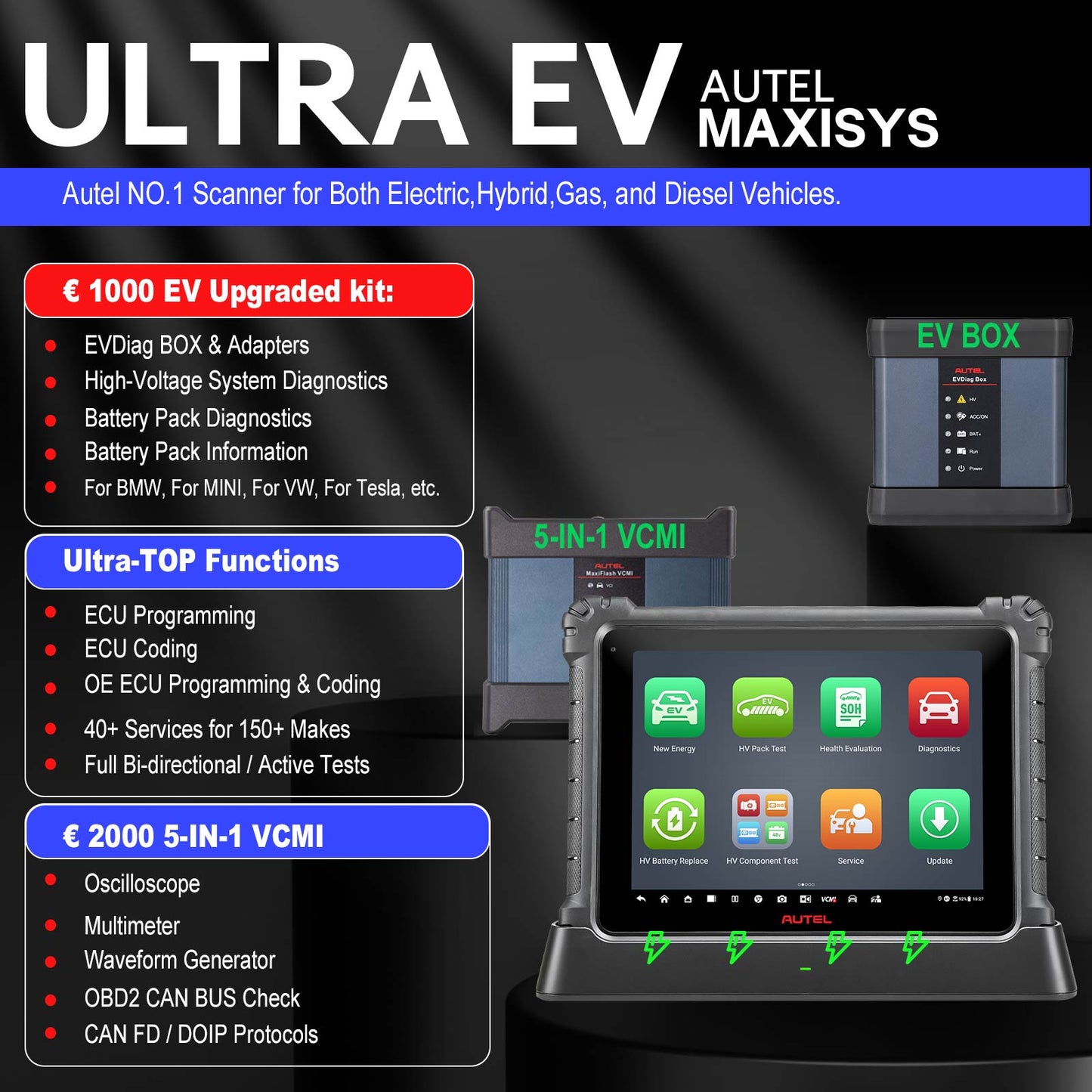 Autel MaxiSYS Ultra EV with MaxiFlash VCMI EV Diagnostic Tool