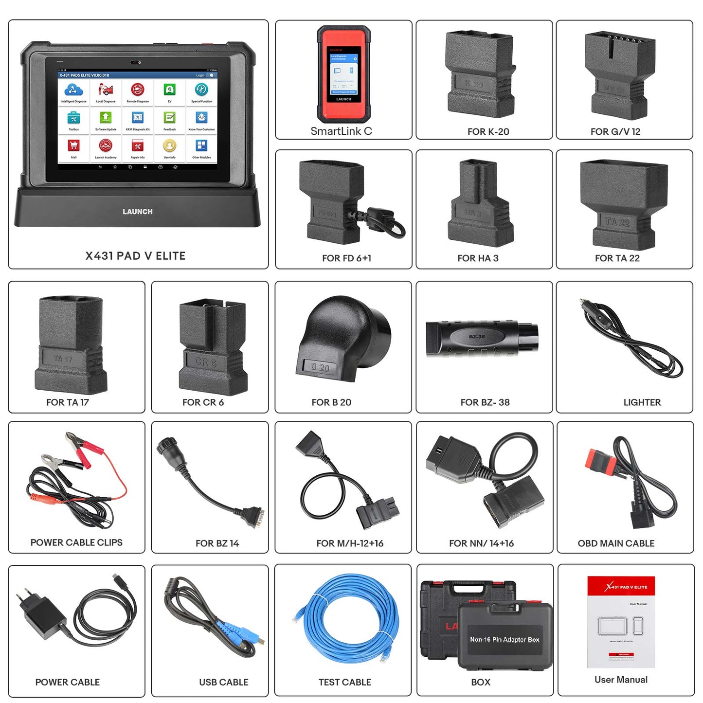 [EU/UK Version] 2026 Launch X431 PAD V Elite J2534 Tool With Smartlink C Support ECU/ECM Online Program Topology Map CAN/CANFD/DoIP 60+ Services